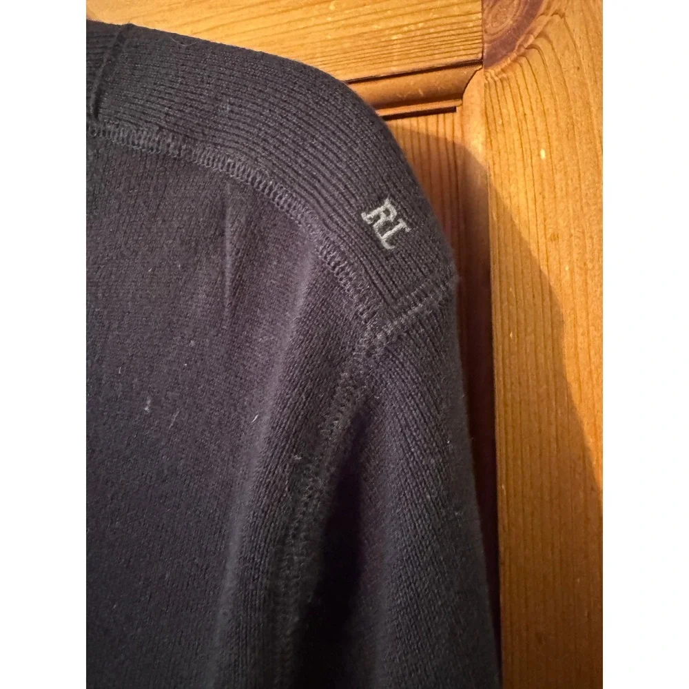 Polo Jeans Co Ralph Lauren V-Neck Sweater M Black Cotton Knit Preppy Minimalist